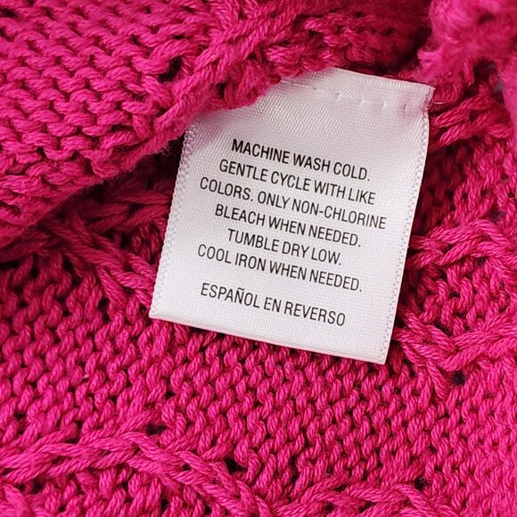 Style&Co Sweater Womens S Pink Crew Neck Pull Over Curved Hem Cotton Knit - Picture 4 of 8